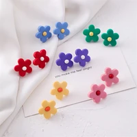 candy color flower stud earrings for women jewelry beads earrings girl gift fashion korean earrings brincos
