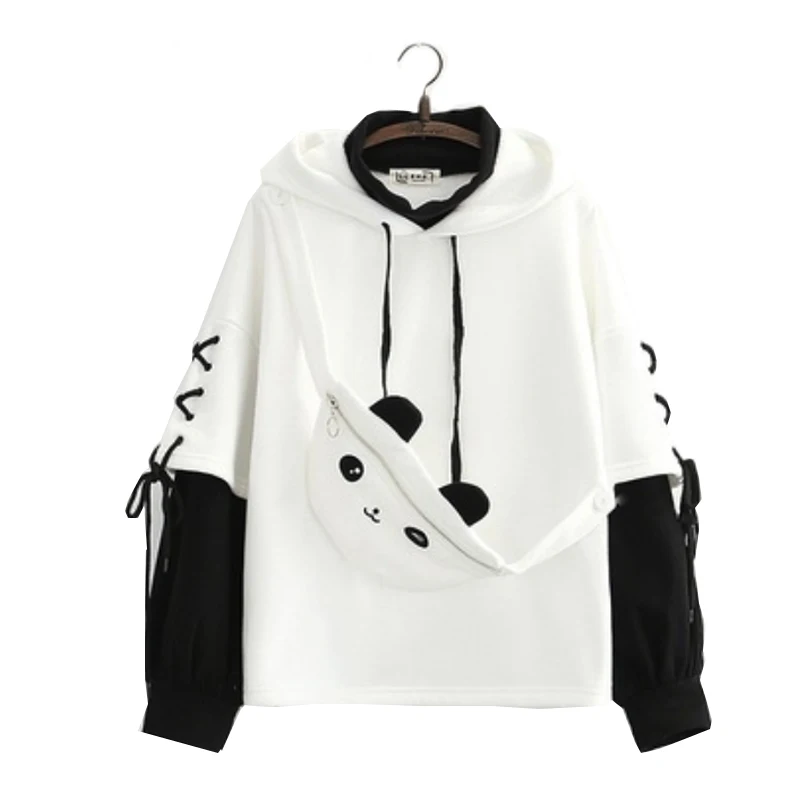 Женская толстовка с капюшоном Kawaii в стиле Харадзюку длинным рукавом-фонариком