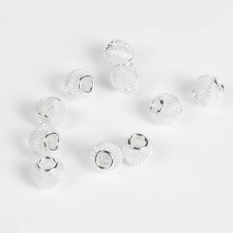 

10Pcs 10x12mm Copper Mesh Charms Beads For Jewelry Making Supplies Big Hole Spacer Loose Beads Diy Necklace Bracelet Accessories