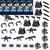 5pcsset hong kong city police military moc building blocks city swat team for children weapons figures brick mini toys hobbies