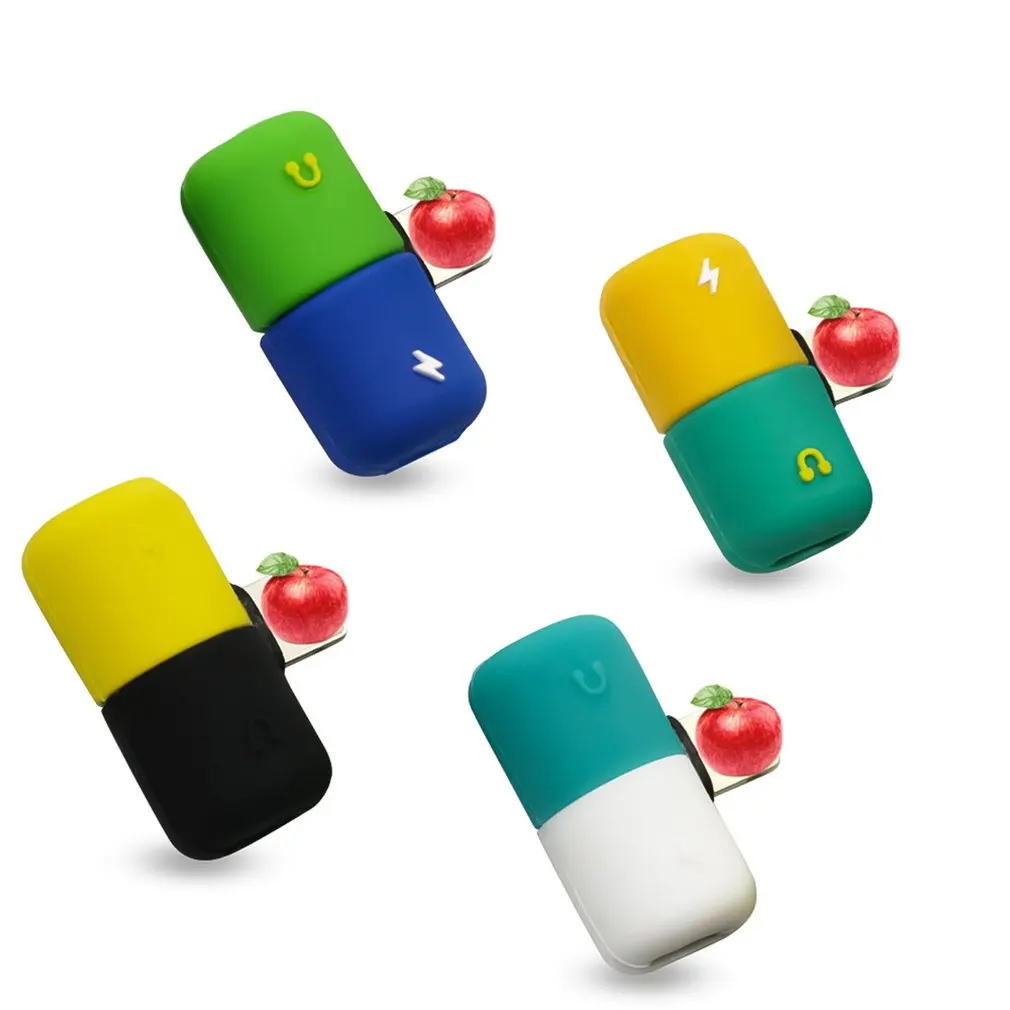 Мультфильм таблетка зарядка прослушивание песня 2 в 1 аудио кабель для Apple адаптер