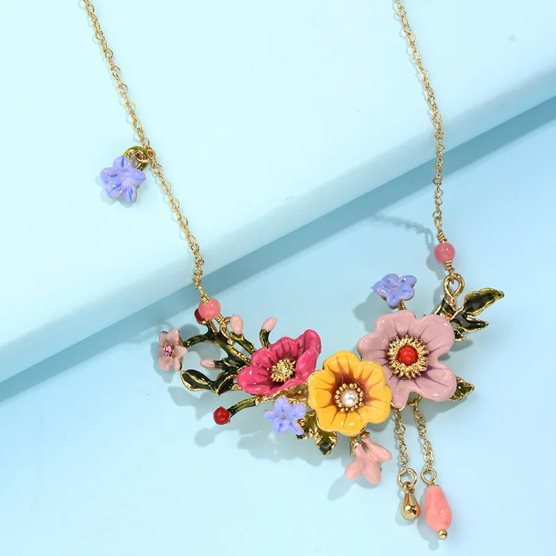 Ожерелье-чокер с кисточкой пионом цветком позолоченная цепочка колье