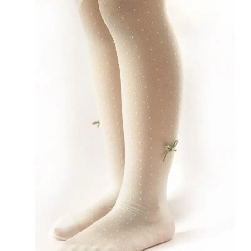 Medias finas de verano para ni&ntilde;as, medias transparentes con lazo de baile y Ballet, Color caramelo-4