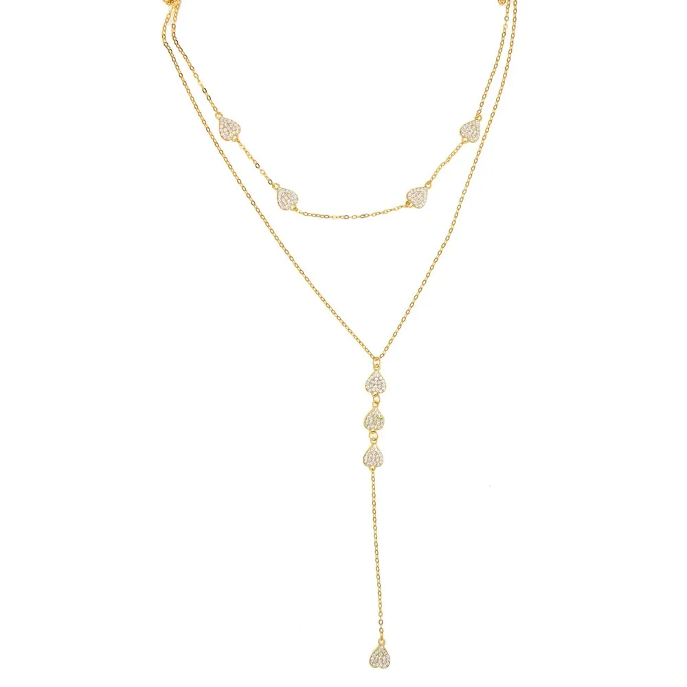 Женская цепочка из серебра 2021 пробы Двухслойное длинное ожерелье с кубическим