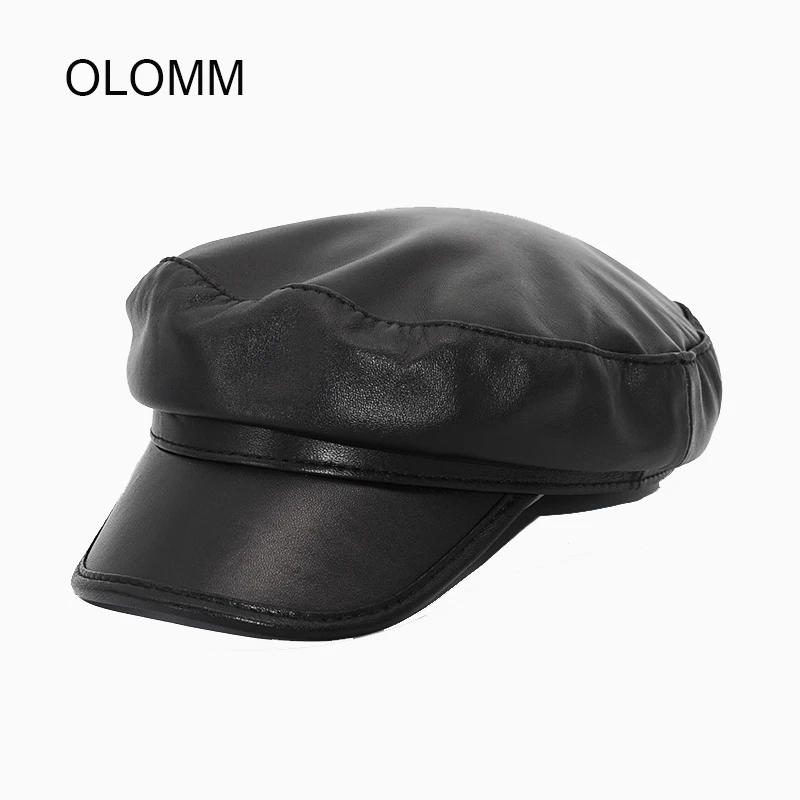 Кепка из натуральной овечьей кожи в стиле газетчика модная армейская воловьей с