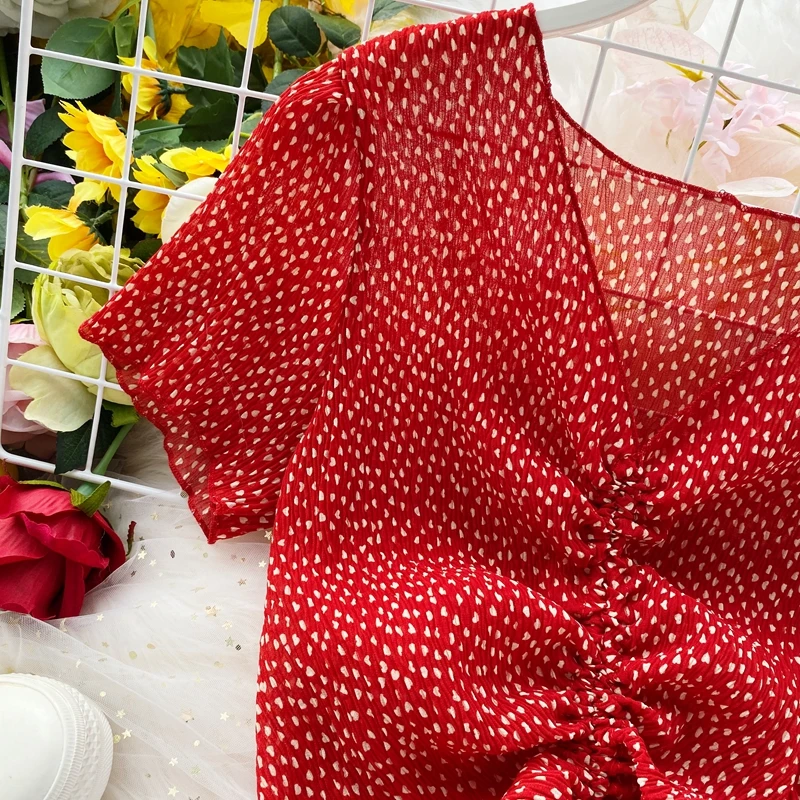 

YOCALOR Bow Pleated Blouse Women Flower Print V Neck Short Sleeve Female Blusa Shirts Summer 2020 Fashion Sweet Ladies Tops