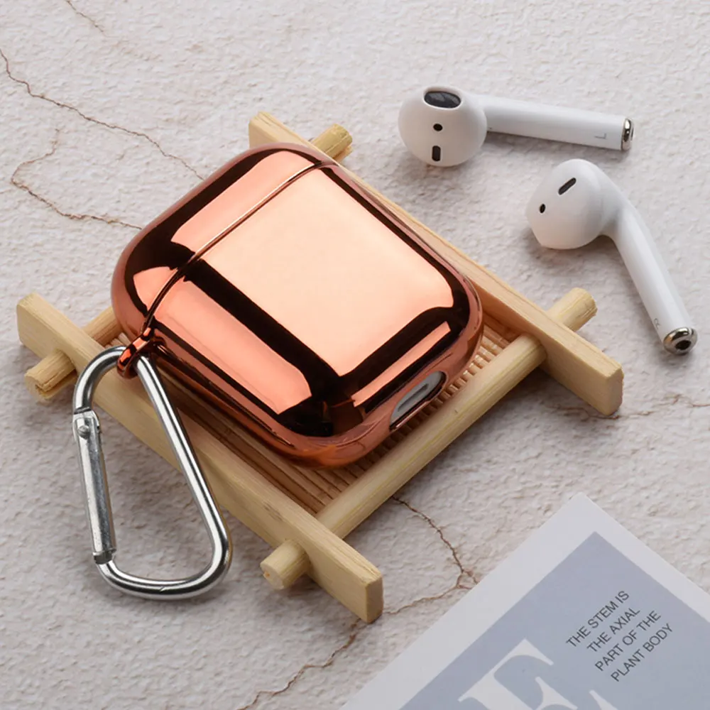 Роскошный Золотой металлический наушник для Airpods 1 2 жесткие чехлы AirPods 1:1 защитный