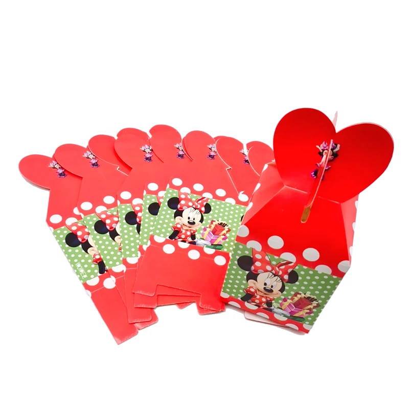 cindy box 6pcs Минни Маус День рождения украшения набор розовый красный для маленьких девочек Детские принадлежности торт тарелки воздушные шары Тема аксессуары скатерть - Цвет: cindy box 6pcs