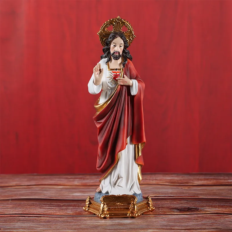 30cm Tall Resin Jesus Statue Figurine Christian Livingroom Decoration Furnishing Accessories Gift Antique Home Chapel Decoration