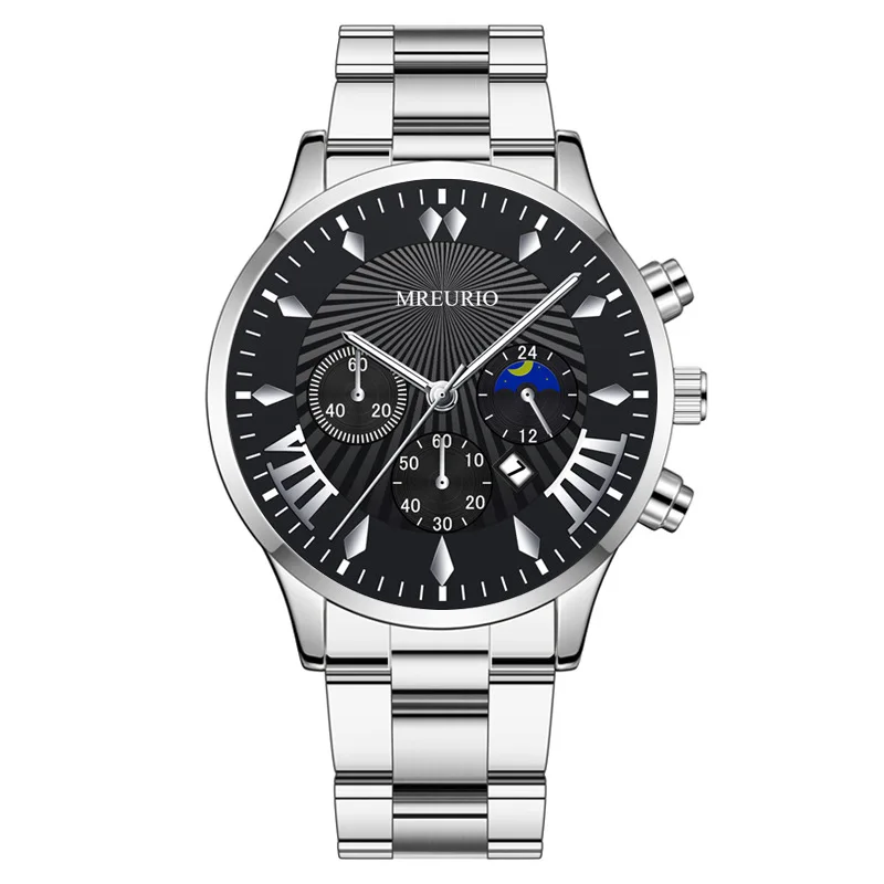 Explosive Fashion Three-eye six-hand Calendar Men's Watch Men's Wristwatch Steel Band Quartz Watch