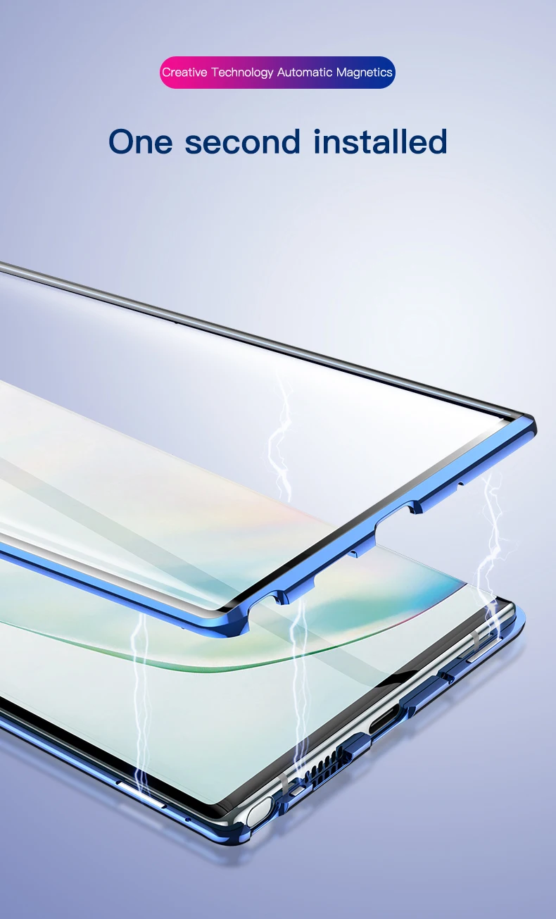 Магнитный металлический стеклянный чехол для телефона samsung Galaxy Note 10, 9, 8, S10, E, 5G, S9, S8 Plus, защитный чехол на магните