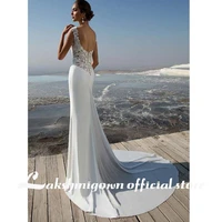 Fabulous Stretch Mermaid Wedding Dress With Lace Appliques Bride Dresses Bohemian Wedding Gowns Vestido De Noiva