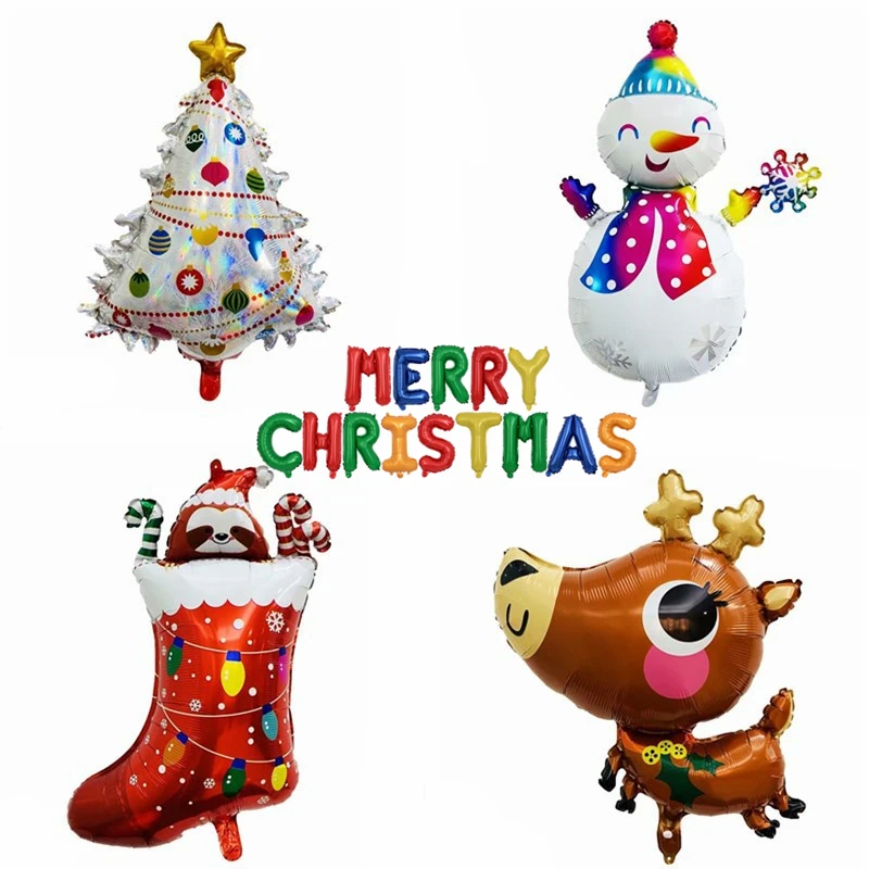 

Merry Christmas Letter Aluminum Foil Balloon Christmas Cartoon Shape Snowman Elk Balloon Christmas Tree Decoration