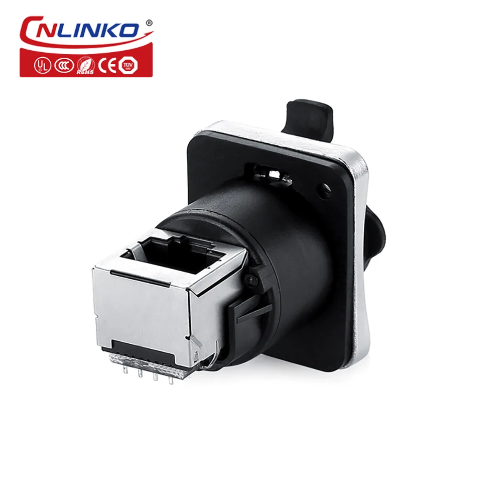 Металлический 8P8C CAT5E RJ45 водонепроницаемый IP65 панельный крепеж круглый Ethernet