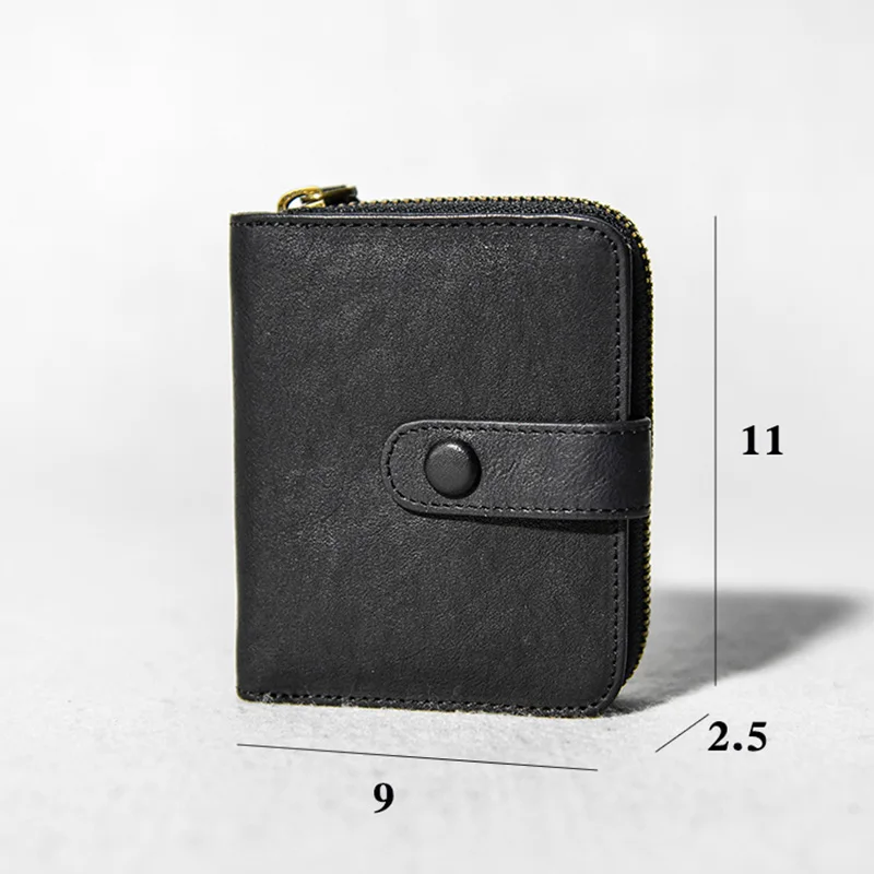 

AETOO Upper cowhand wallet, men's zipper wallet, men's short leather multi-card wallet, pure cowhand zero wallet