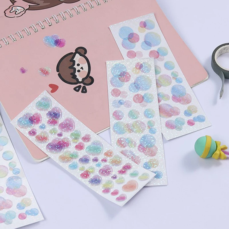 

Korean Colorful Laser Bubble Love Heart Stickers DIY Scrapbooking Star Chasing Card Photo Album Couple Gift Decoration Stickers