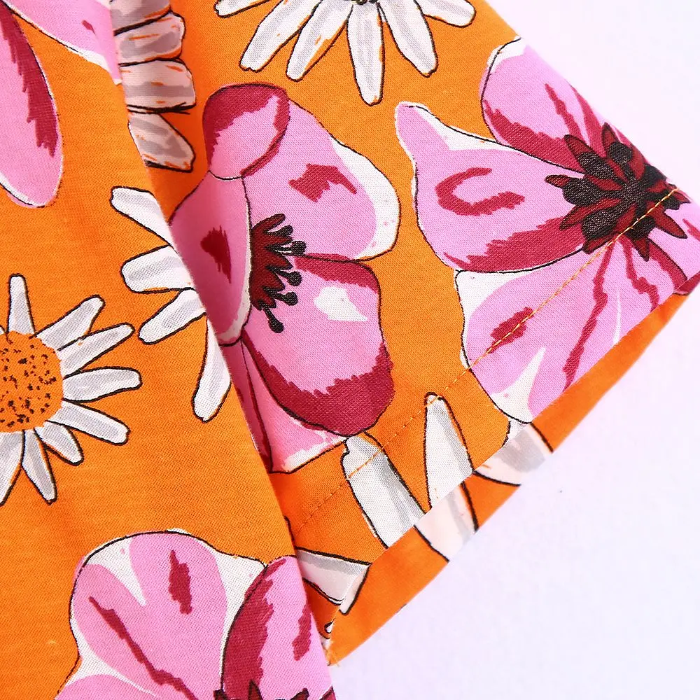 

Floral Printing Folds Fashion Dress Women Summer O-neck Elegant Vintage Chic Dress Female Draped Short Sleeve Sundress Girl