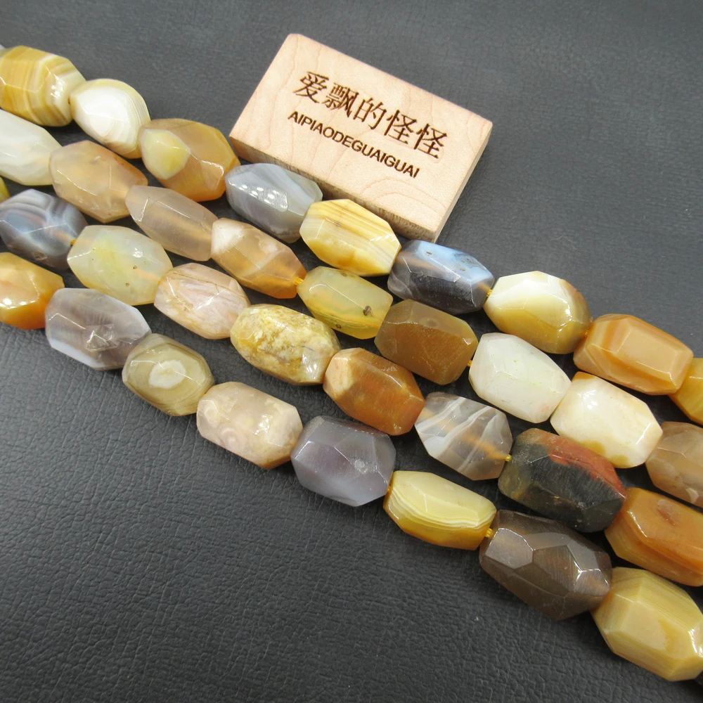 

APDGG Natural Faceted Botswana Agate Gemstone Loose Beads 15.5" Strand Jewelry Making DIY