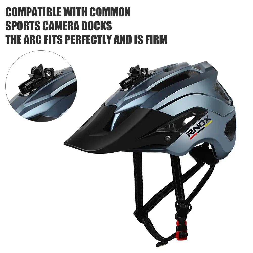 RNOX Bicycle Helmet Cycling With Camera Stand Men Women Solid Color Breathable Riding Detachable Brim 56-62cm | Спорт и развлечения