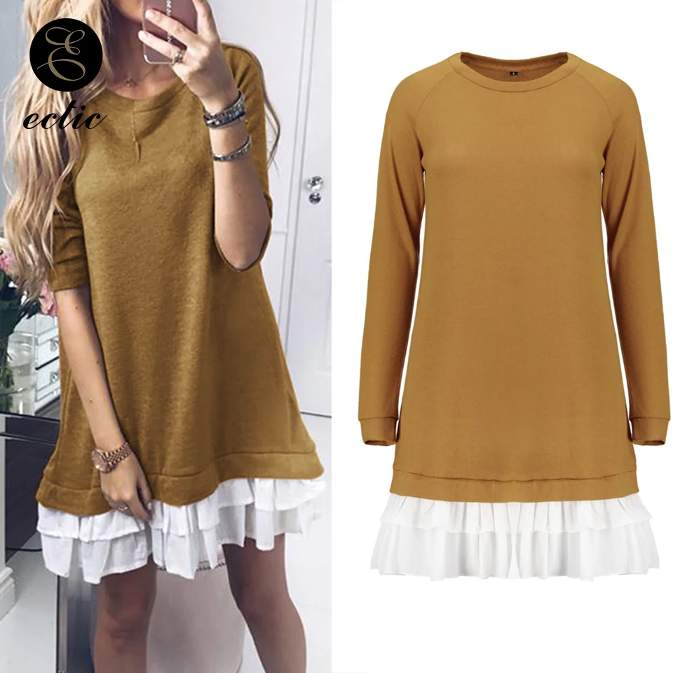 Женское платье свитшот с каскадными оборками в стиле пэчворк оверсайз капюшоном