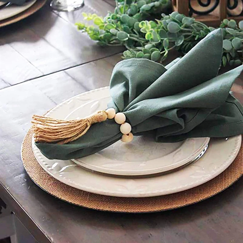 Деревянная бусина античное кольцо для салфеток в фермерском стиле деревянный