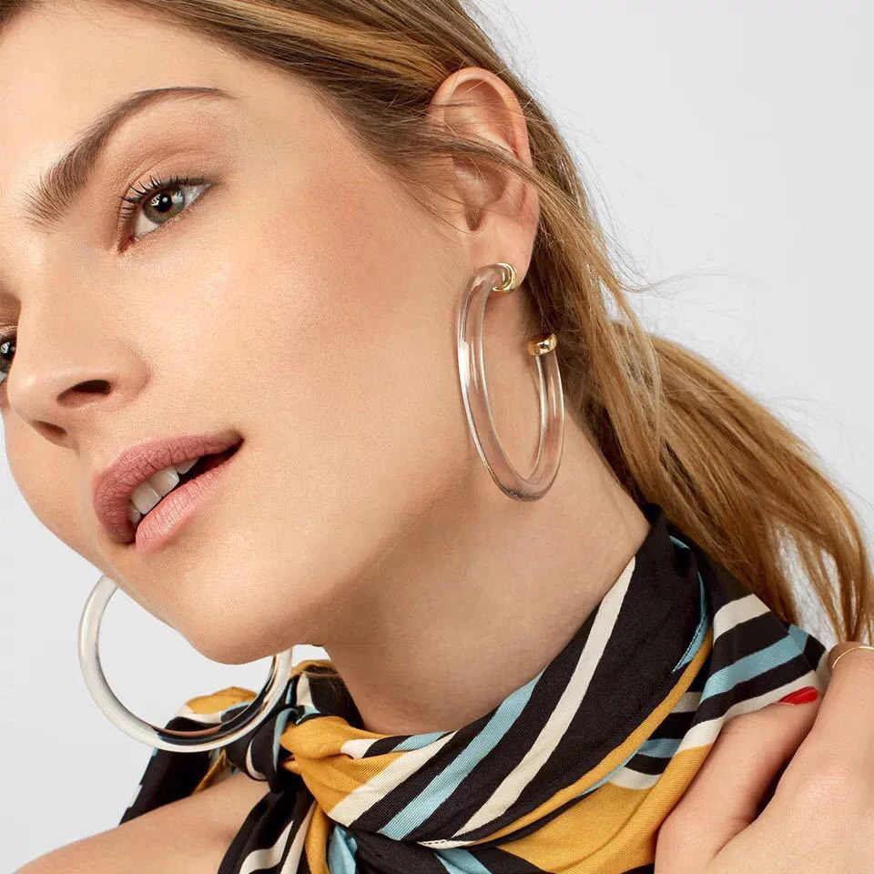 Новые прозрачные акриловые серьги-кольца в форме C большие круглые женские