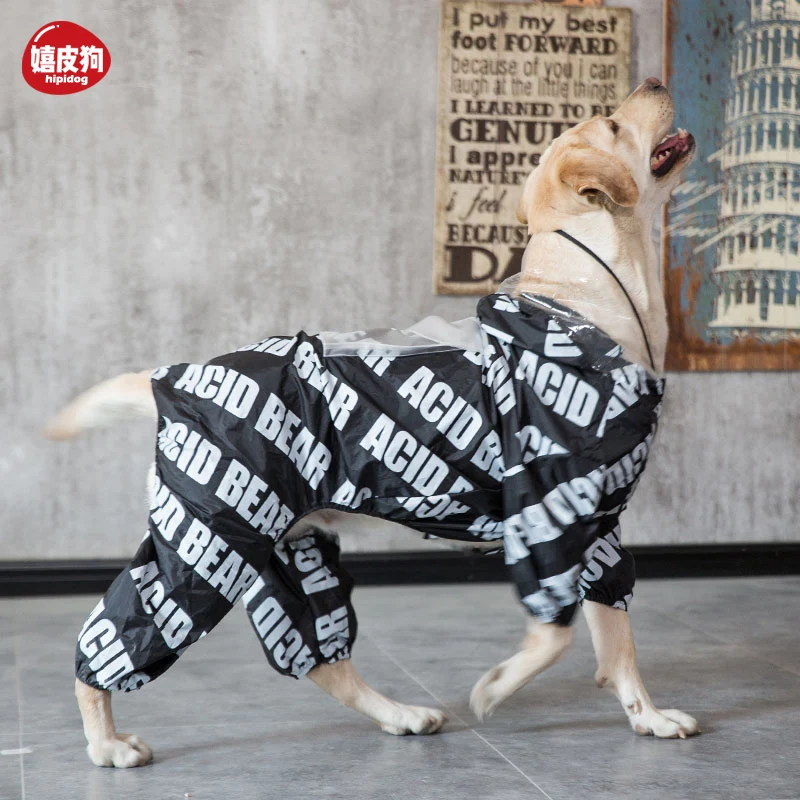 Большой Водонепроницаемый собака пальто куртка-дождевик одежда для зонтика