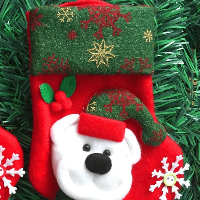 Рождественские украшения подарки маленькие носки с Санта Клаусом Подарочный