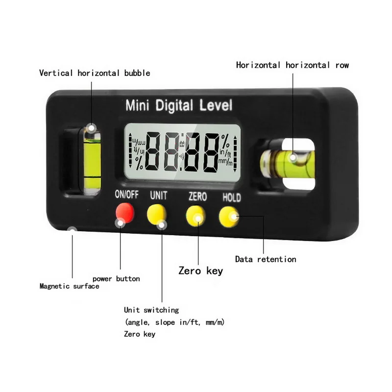 100 мм цифровой транспортир Инклинометр уровень коробка Водонепроницаемый