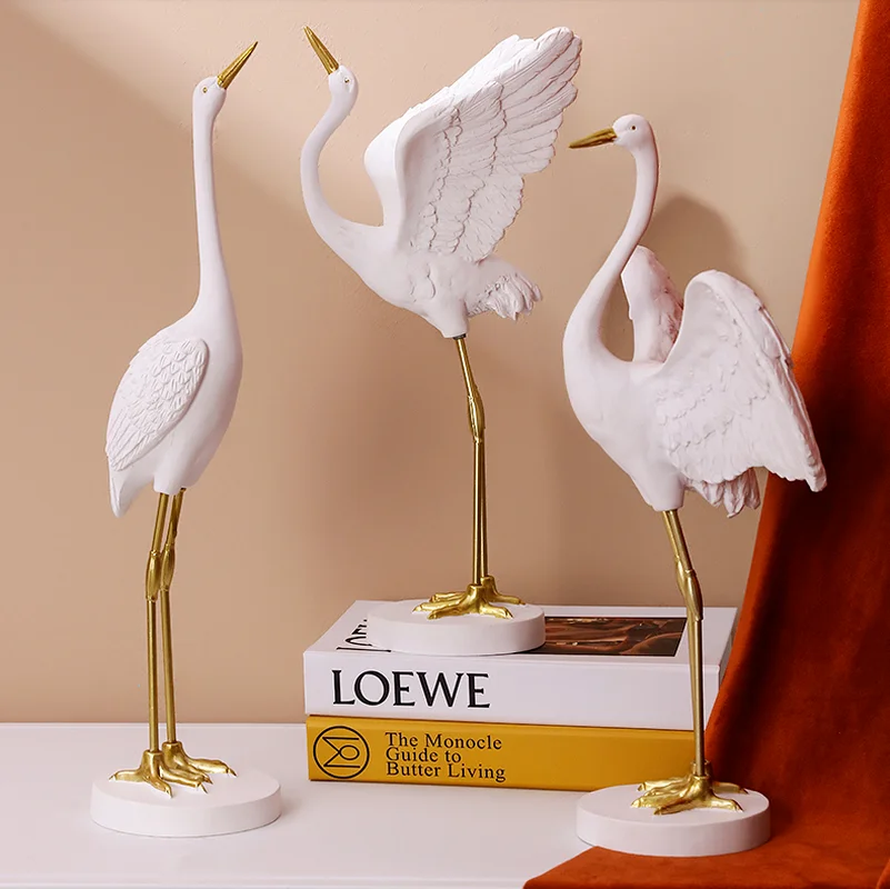 

Simulation Crane Desktop Decoration Living Room Entrance Wine Cabinet Resin Sculpture Decorations Housewarming New Home Gift
