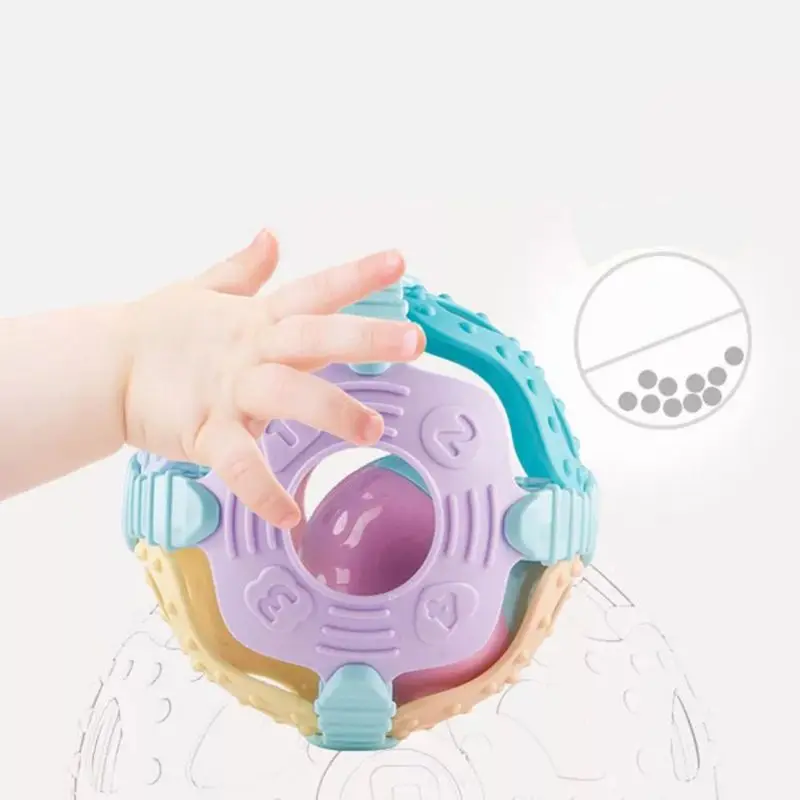 

Baby Teether Toys Ball Toddler Toys Rattles Mobiles Stroller Funny Soft Education Infant Handbell DXAD