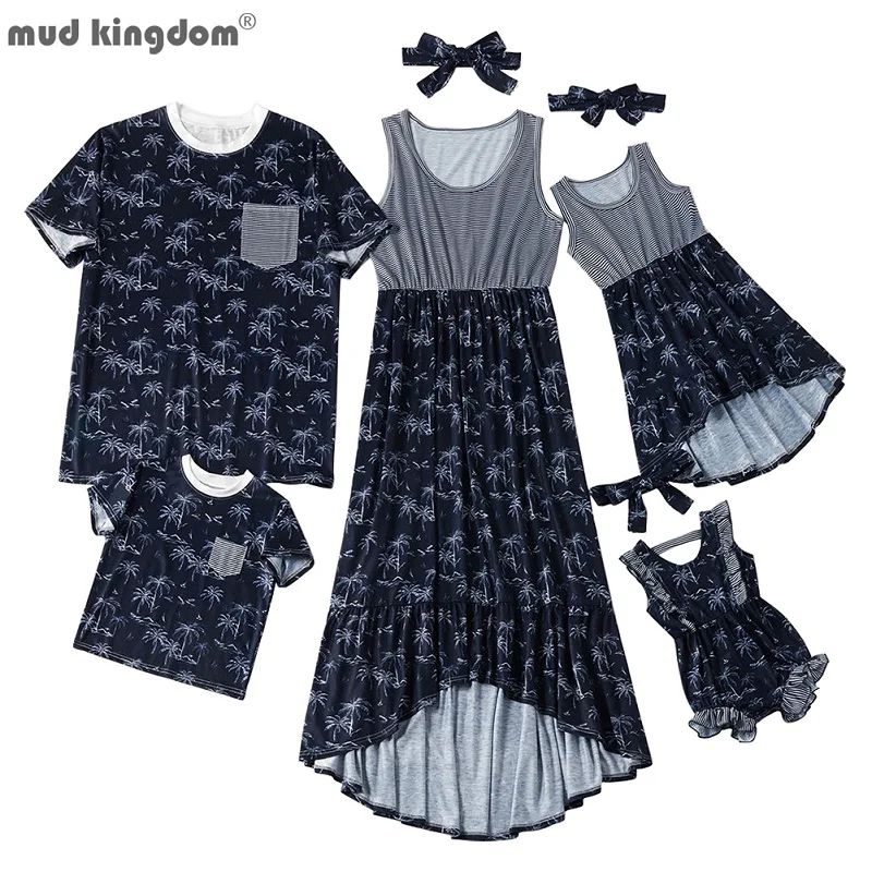 

Mudkingdom Family Matching Outfits Beach Holiday Father Son T-Shirt Mother Daughter Dress Baby Romper Summer Clothes Family Look