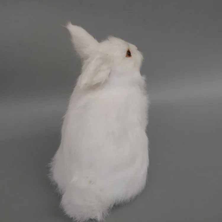 Симпатичная реальная жизнь белый кролик модель пластиковые и меховые игрушки