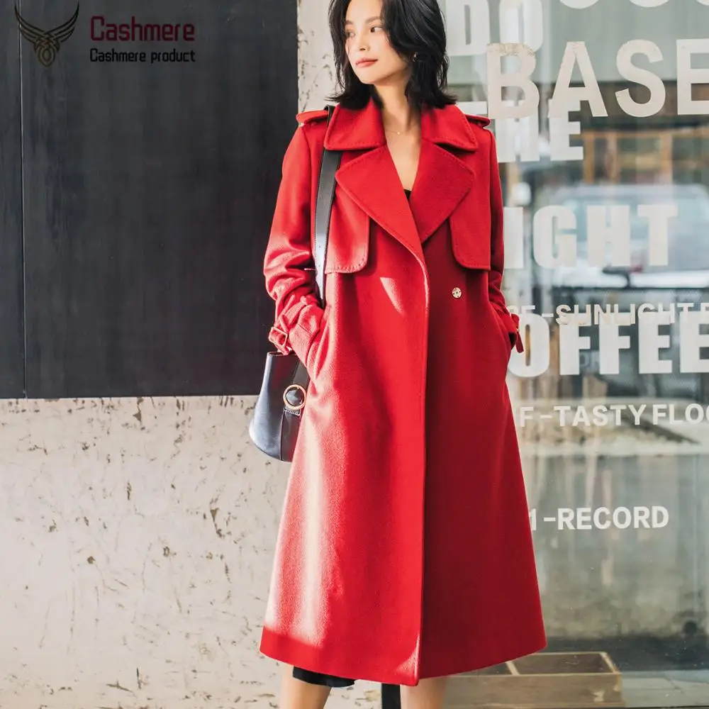 Осень-зима 2019 новое шерстяное пальто с волнистой поверхностью женское длинное