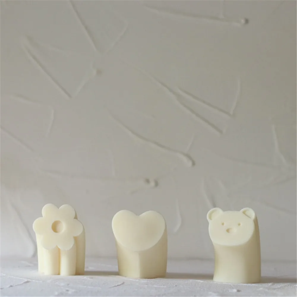 3D сердце Форма цвета радуги с цветочным рисунком кокосового силиконовый