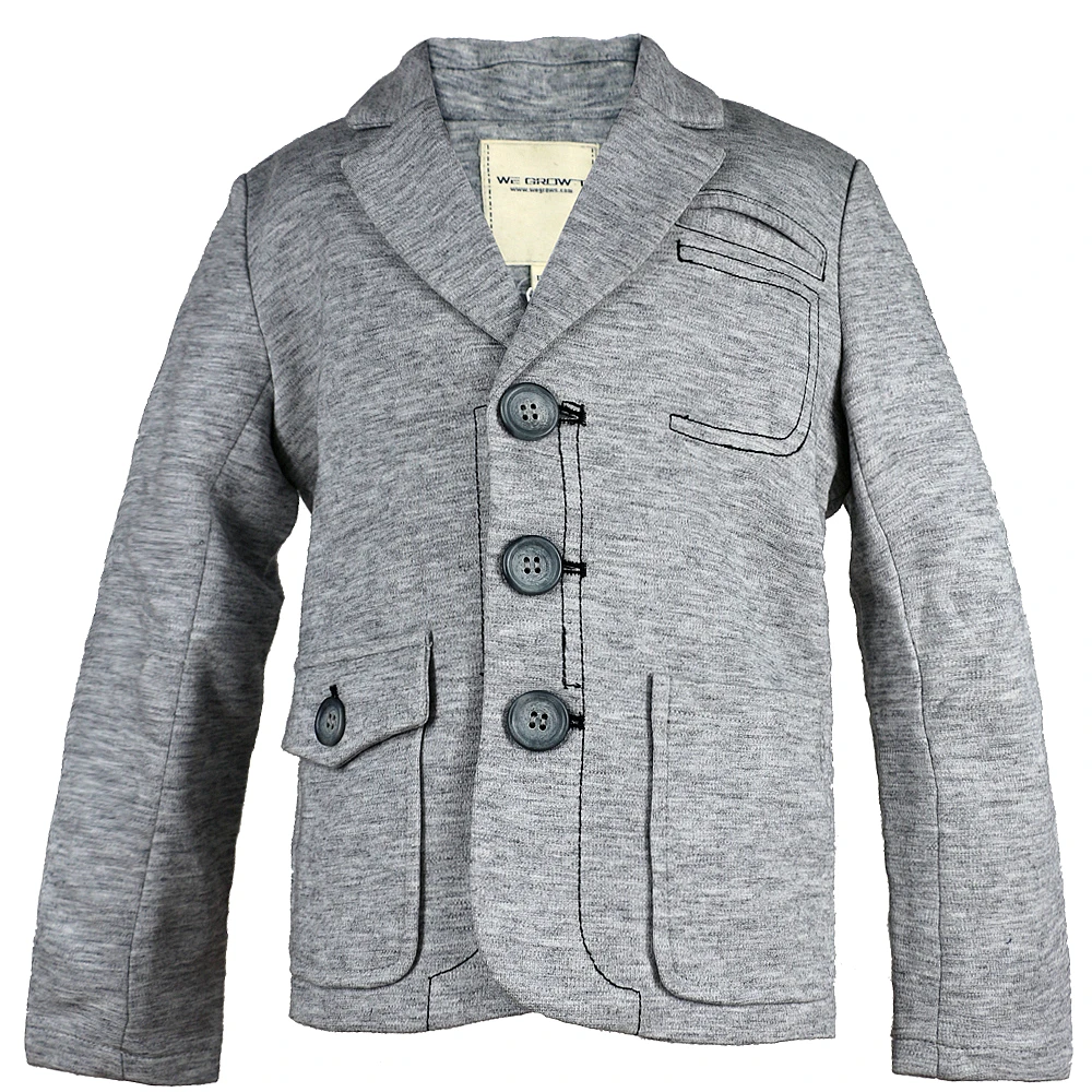 Плотный блейзер для мальчиков детский серый Блейзер модный однотонный