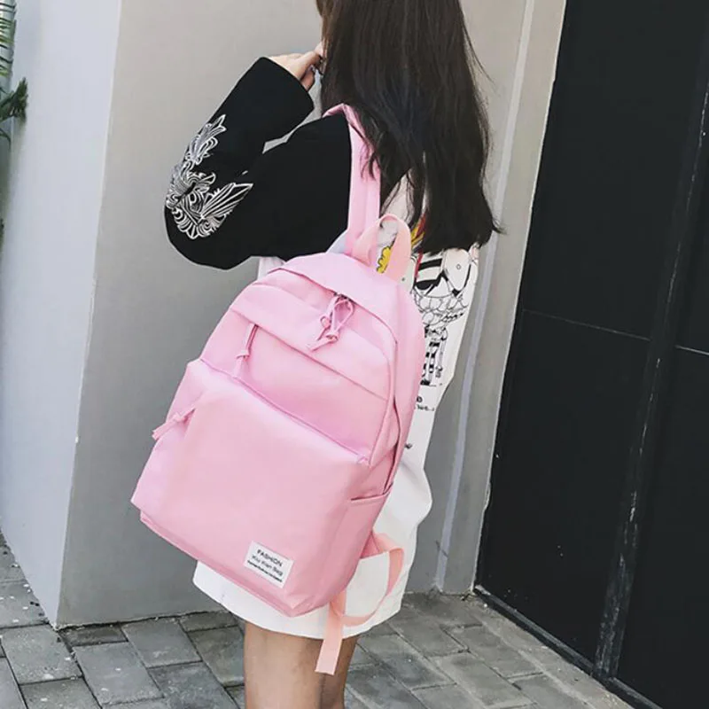 Sac a dos femme холщовый рюкзак однотонные книжные сумки для девочек подростков