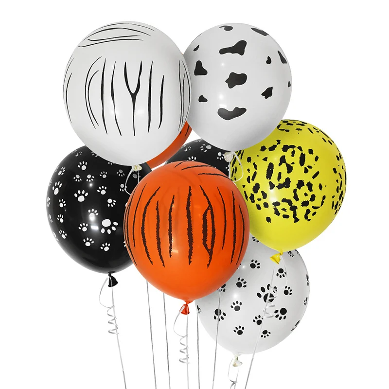 

100 шт./лот латексные воздушные шары в стиле джунглей, с изображением животных, тигра, зебры, собаки, лапы, надувные шары для детского дня рожде...