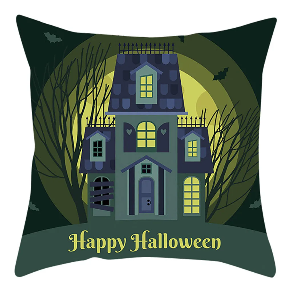 Осенний декоративный чехол на Хэллоуин зеленая забавная поясная наволочка с