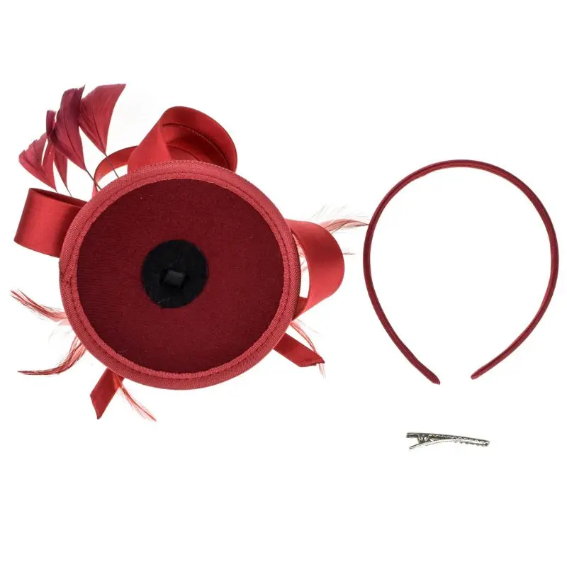 Женская шляпка-Таблетка с перьями и цветами |