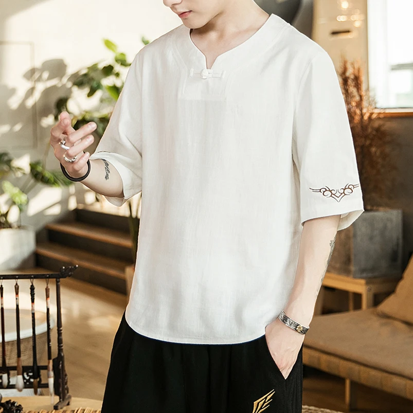 Китайская мужская футболка свободная однотонная креативная смешная большого