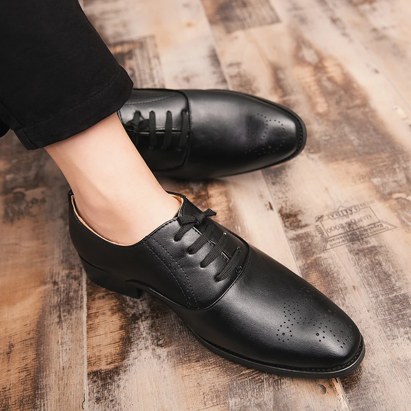 Высококачественные кожаные удобные деловые туфли высокого качества на осень и