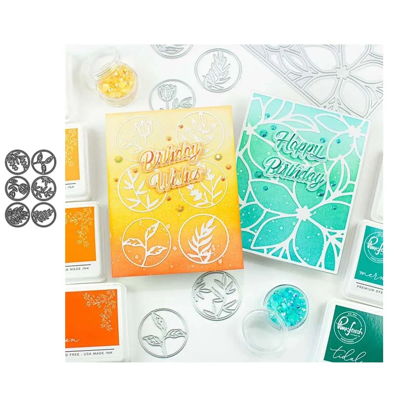 JC 6 шт. в виде цветов и листьев Круг металлический Трафаретный вырубной штамп для