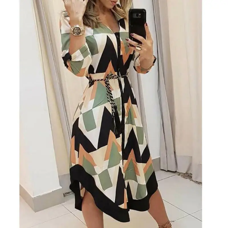 Женское осеннее платье-рубашка большого размера 2020 повседневное свободное