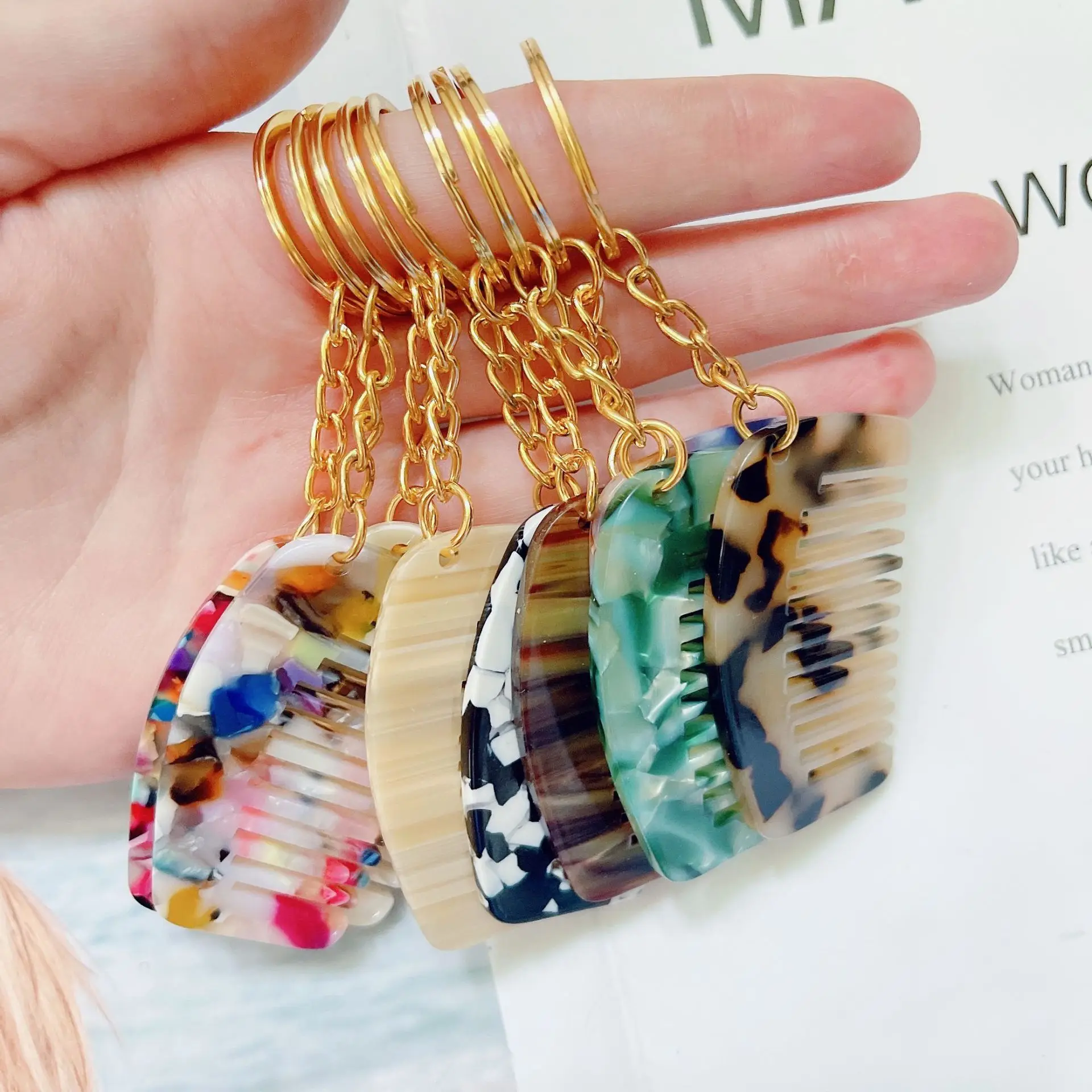 

Acetate Hair Comb Acrylic Keychains Jewelry Pendant Bags Accessory