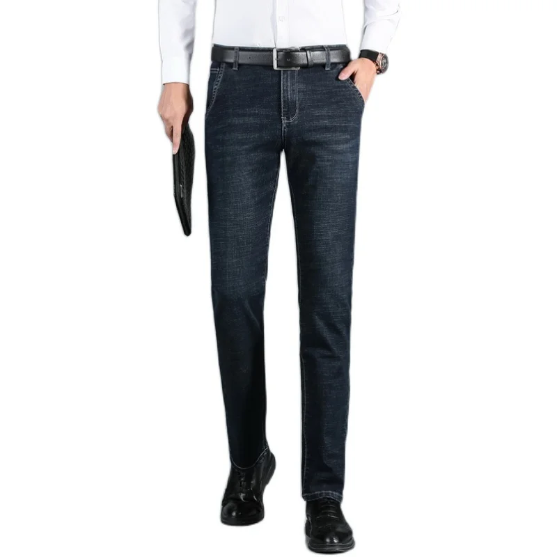 

2021 New Men Business Style Slim fit Straight Jeans Fashion Classic Blue male Stretch Casual denim trousers Plus Size 40
