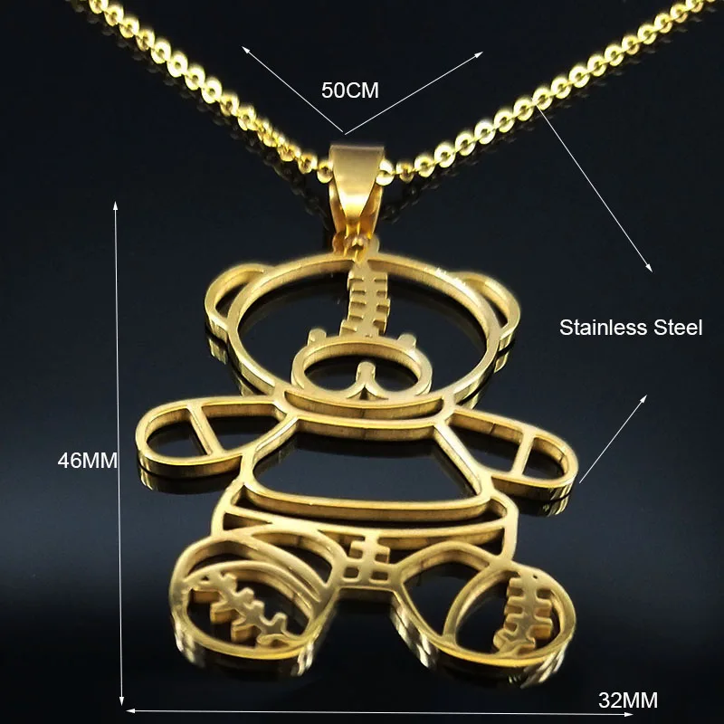 2019 ожерелье с медведем из нержавеющей стали для детей Золотая цепочка ювелирное