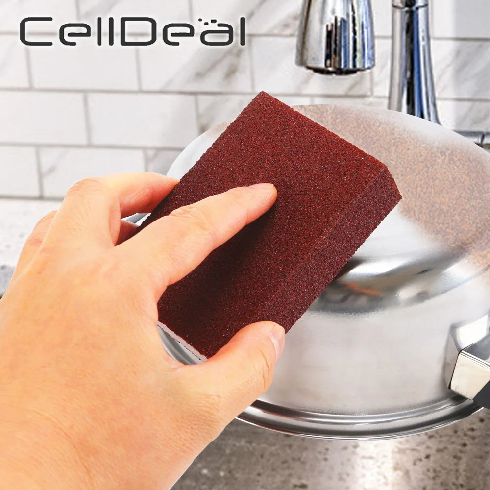 

1/8/12Pcs Emery Cleaning Sponge Eraser for Removing Rust Cleaning Eraser Kitchen Brushed Bowl Effectively Descaling Tool
