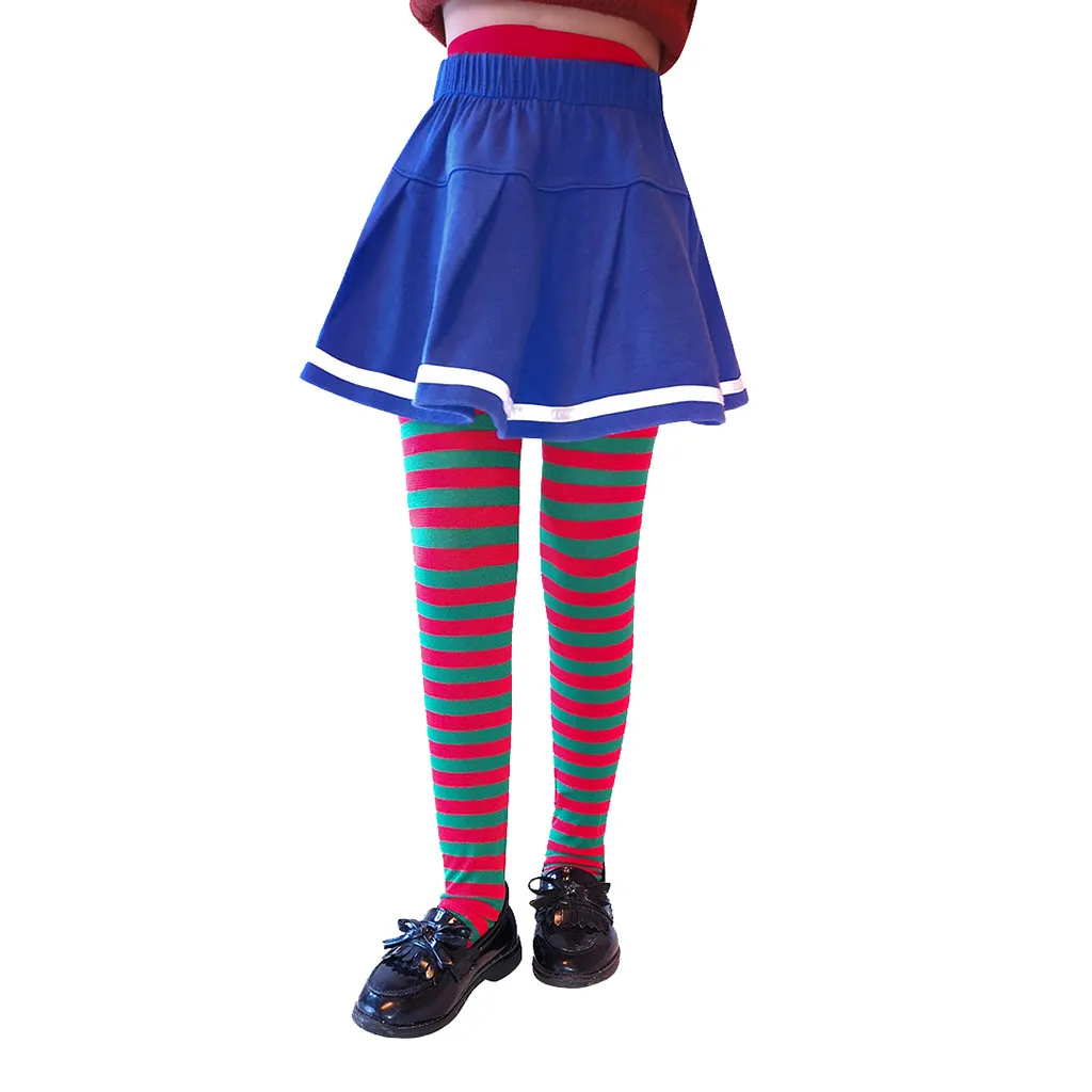 6-8 лет для девочек на Рождество в полоску с рисунком колготки японский Мультяшные