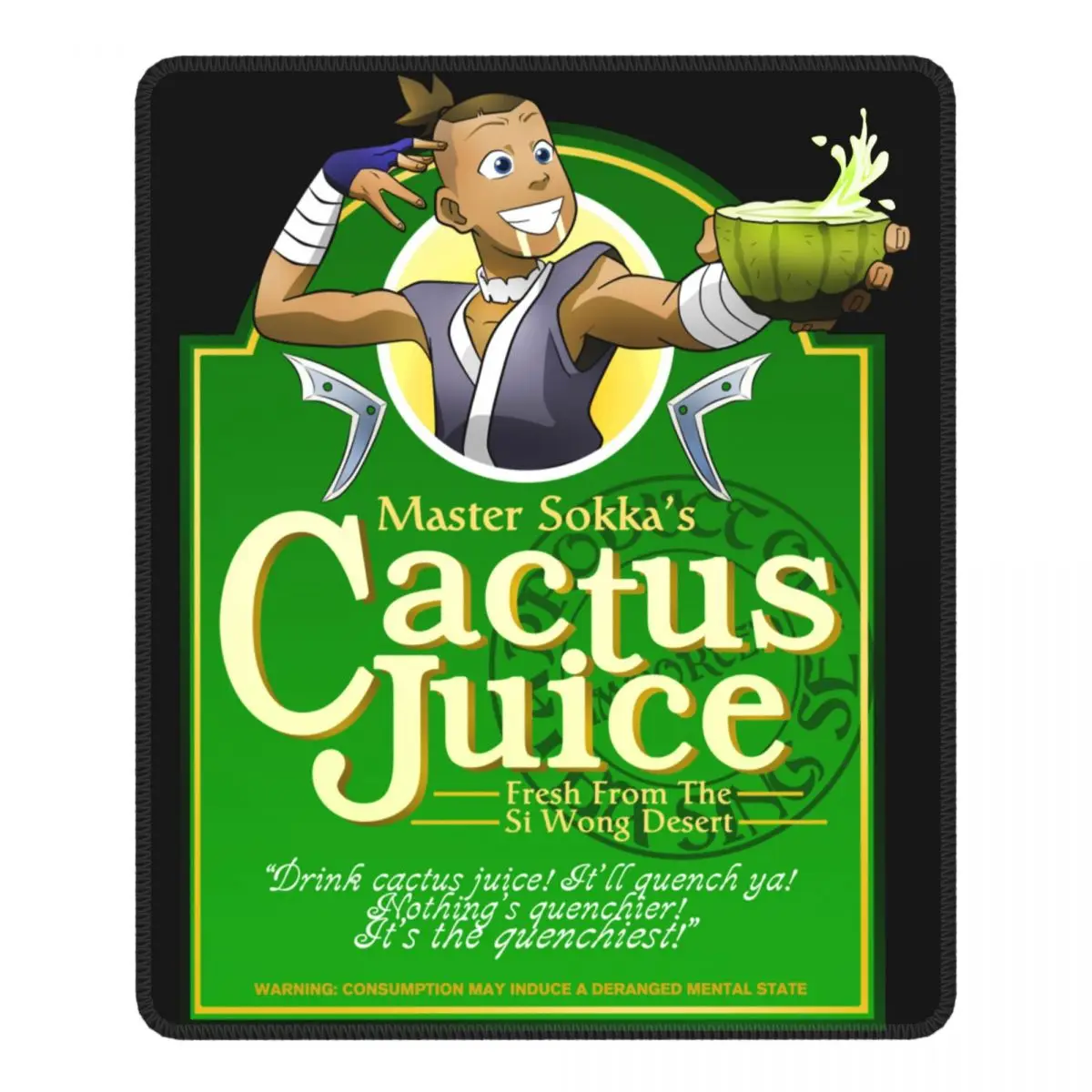 

Master Sokka's Cactus Juice Mouse Pad Avatar The Last Airbender with Locking Edge MousePad Rubber Computer Keyboard Desk Pad